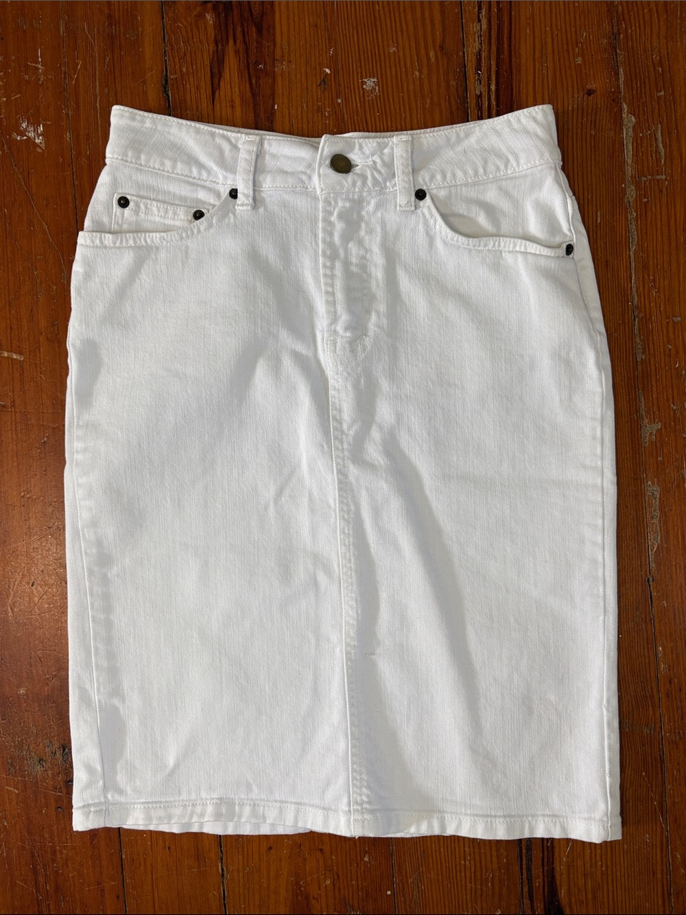 Garnet Hill White Denim Pencil Skirt Size 00
